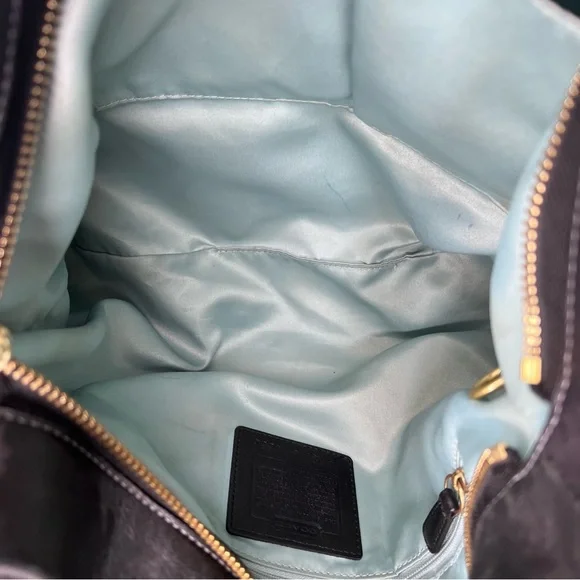 Coach Carly Black Leather Hobo Bag with Brass Details - Picture 8 of 8